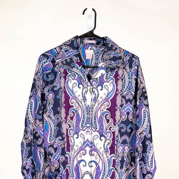 Chico's Women's Dress Shirt Collared Button Up Paisley Long Sleeve Top 1 US M/8 - Picture 6 of 10